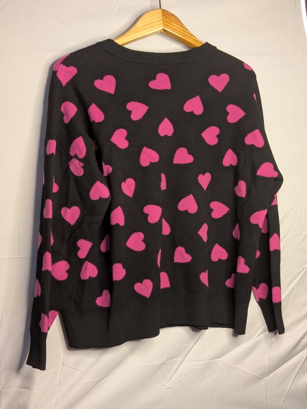Torrid Black Pink Heart Luxe Cozy Pullover Sweater Size 1 1X - Picture 5 of 5